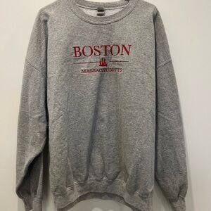 Embroidered Gray Boston Massachusetts Sweatshirt